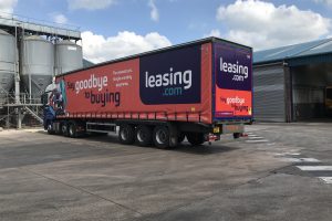 Truck stands ready to leave the depot with Leasing.com livery