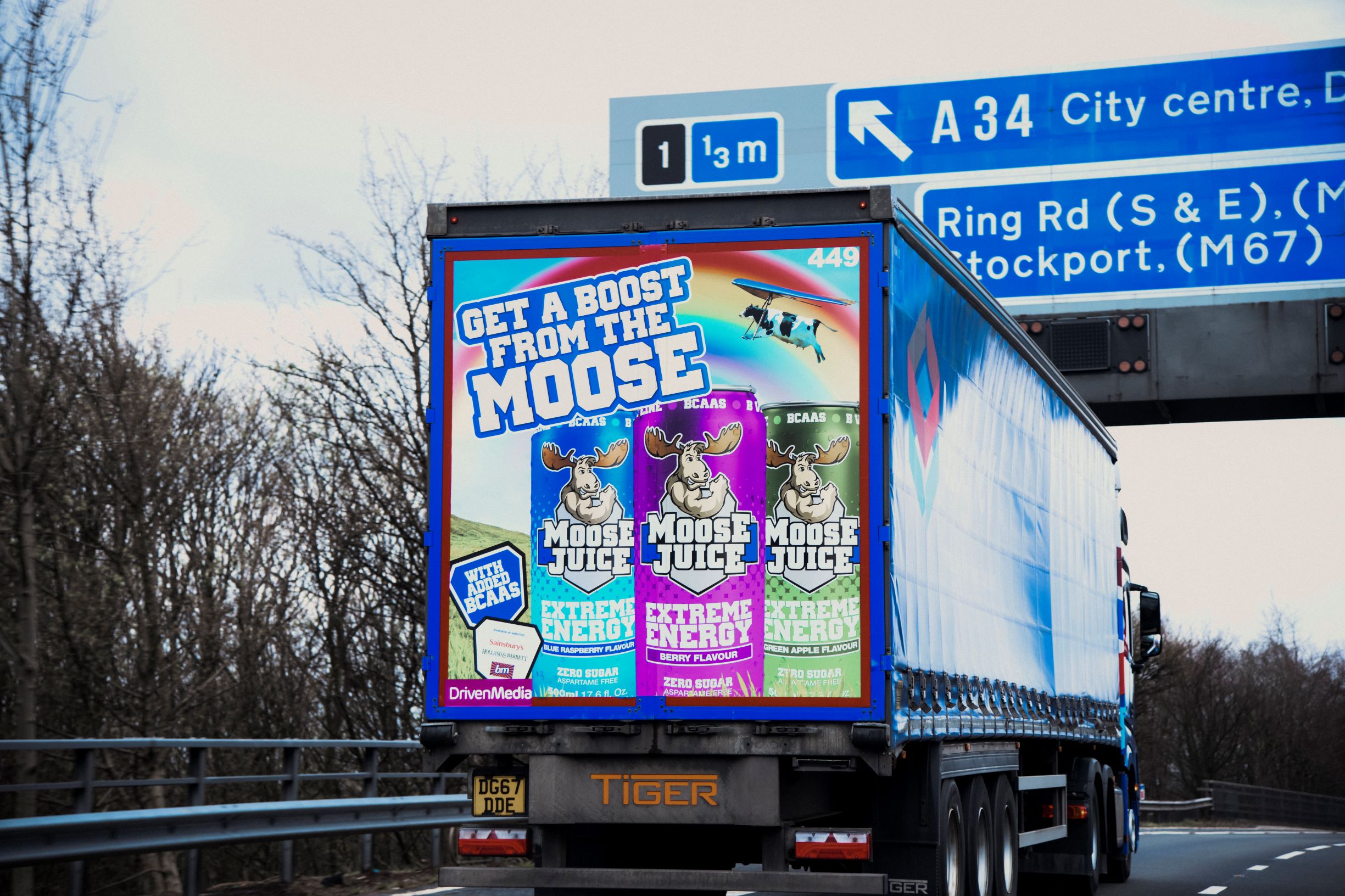 Moose Juice's truck on the Motorway